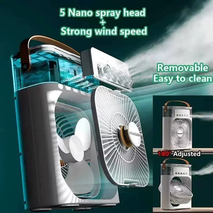 3-in-1 Portable Mini Air Cooler Fan – Personal Air Conditioner, Humidifier & LED Night Light for Home and Office