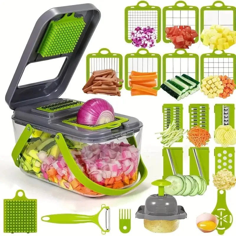 Multifunctional Vegetable Chopper & Dicer Kit with Catch Container