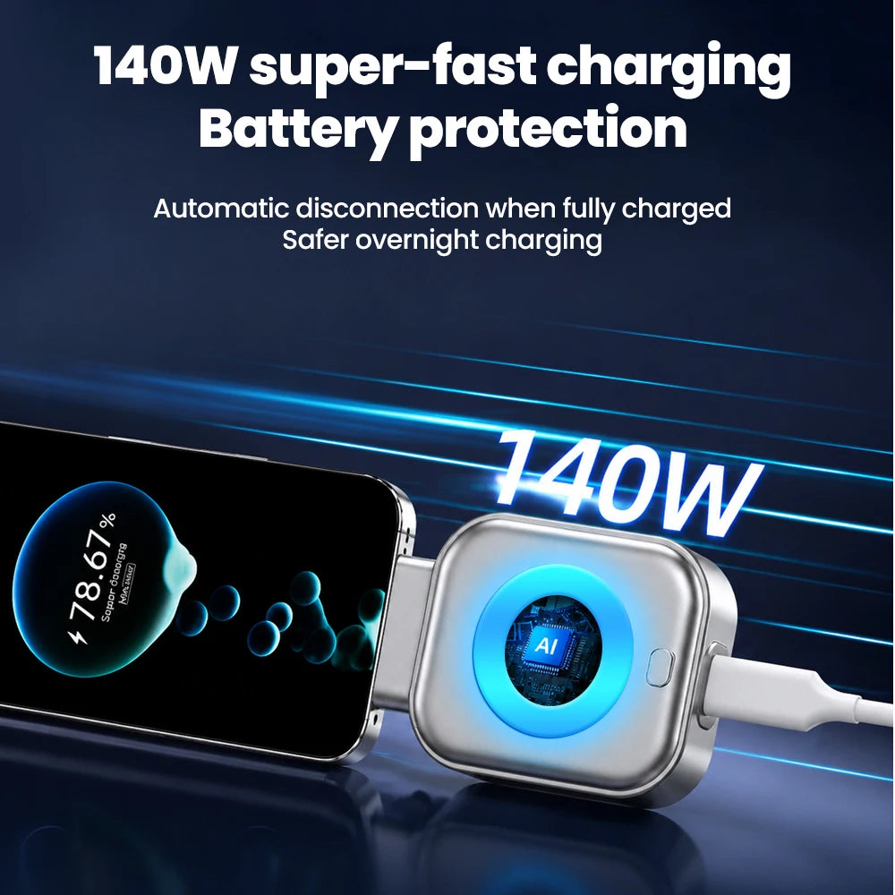 USB C Phone Fully Charged Intelligent Separator Type-C 140W Fast Charging Adapter Phones Full Charge Auto Power Cut off Charger