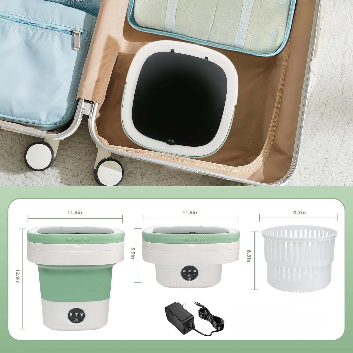 20L Portable Foldable Washing Machine | Large-Capacity Mini Washer with Spin Dryer