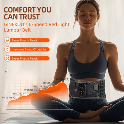 Red Light Decompression Back Belt with Massage for Back Pain Relief | Vibration Massage, Electric Pump, Cordless Inflatable Back Brace for Men Women, One Size Fits 29–49” Waist, Dark Blue