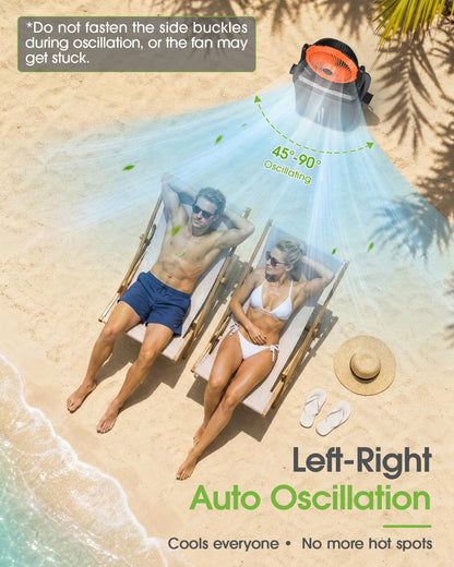 2026 Upgraded 10″ 9L Oscillating Portable Misting Fan with Light, [Max 55Hrs] Golf Cart Mister Fan for outside Patios, Outdoor Rechargeable Battery Operated Water Cool Fan-3 Spray Misters