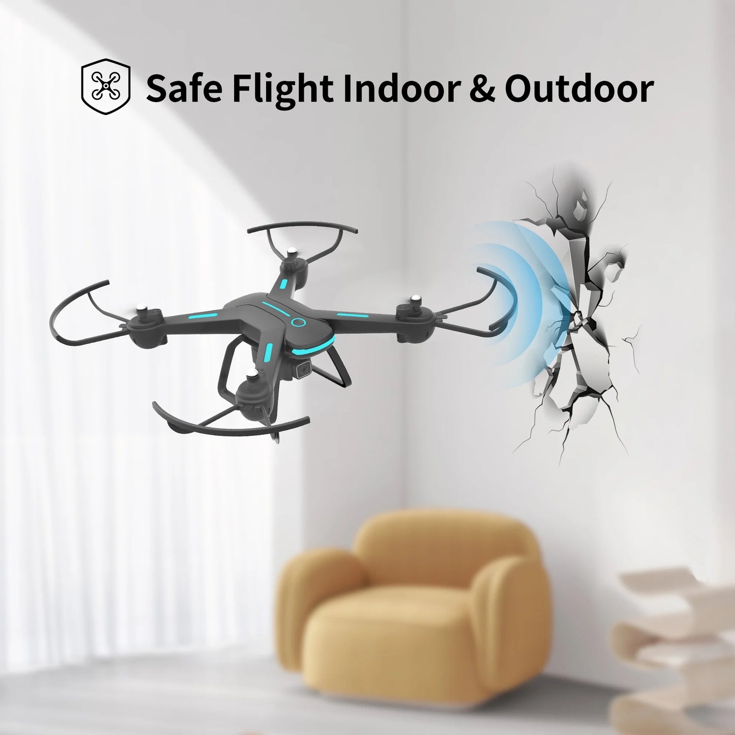 JY03 HD Camera Drone | FPV RC Quadcopter with Optical Flow Positioning & LED Lights (Black)