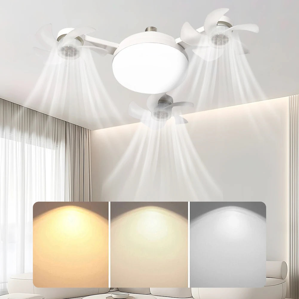 E27 Drone-Design 2-in-1 Ceiling Fan Light (60W) | Screw-in LED Fan Lamp with Remote Control