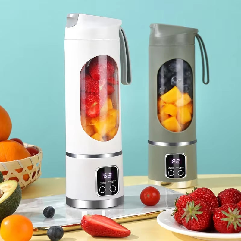 10-Blade Portable Fruit Juicer (450ml) | 3-Speed USB Rechargeable Personal Blender & Ice Crusher