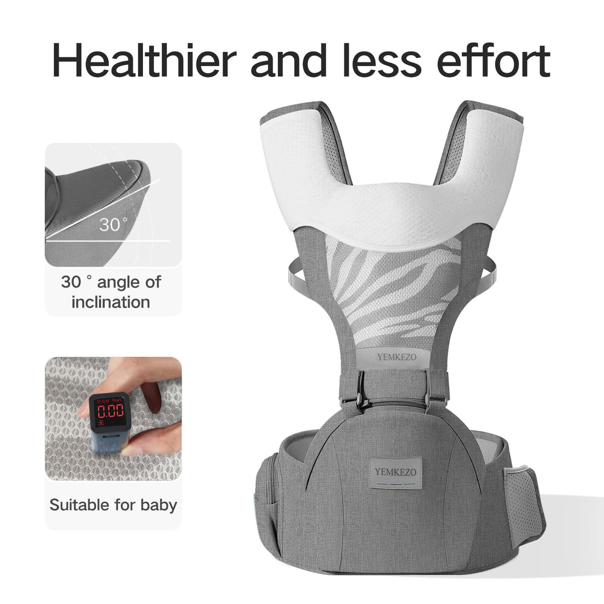 4-in-1 Ergonomic Baby Carrier with Hip Seat | Convertible Infant Carrier (Grey)