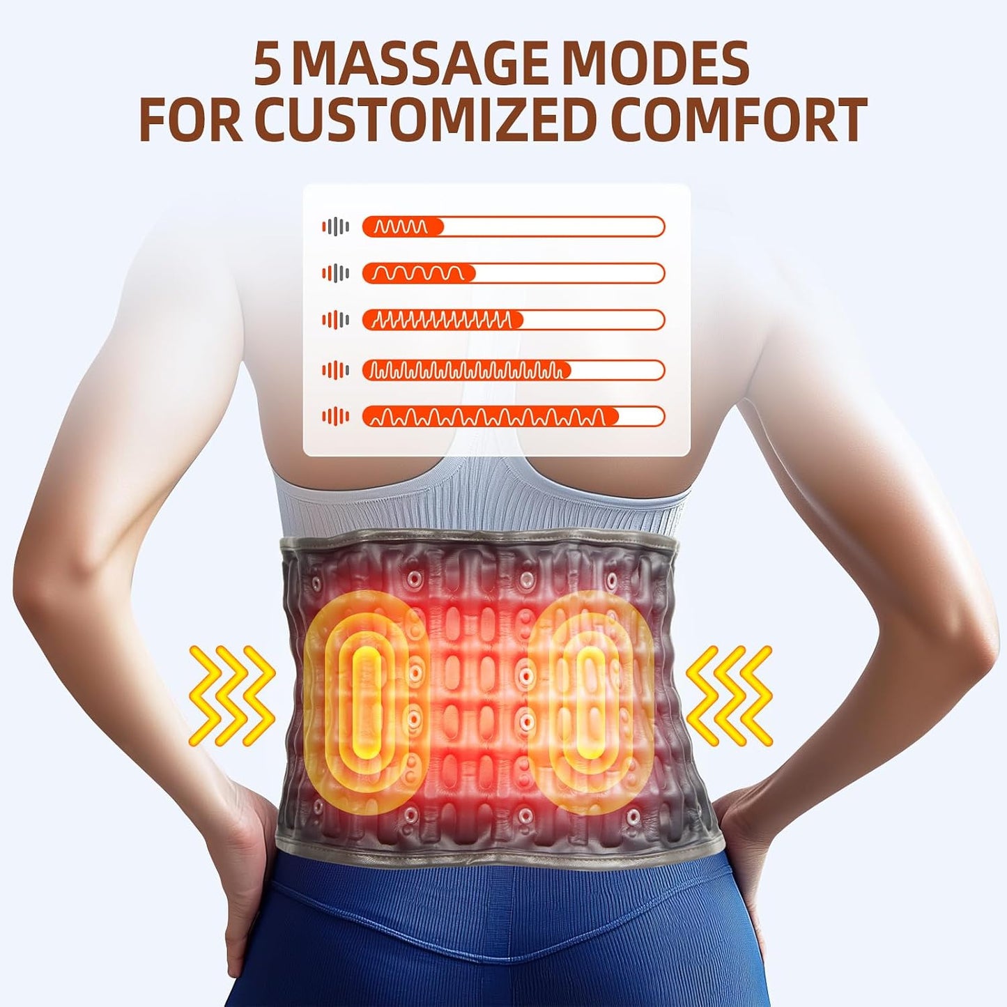 Red Light Decompression Back Belt with Massage for Back Pain Relief | Vibration Massage, Electric Pump, Cordless Inflatable Back Brace for Men Women, One Size Fits 29–49” Waist, Dark Blue