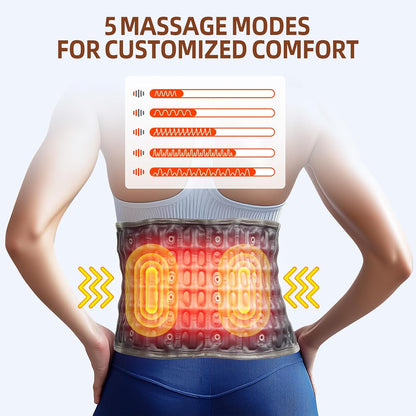 Red Light Decompression Back Belt with Massage for Back Pain Relief | Vibration Massage, Electric Pump, Cordless Inflatable Back Brace for Men Women, One Size Fits 29–49” Waist, Dark Blue