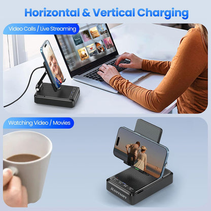 3-in-1 Cell Phone Stand with Bluetooth Speaker & Fast Wireless Charger | Desktop Charging Station