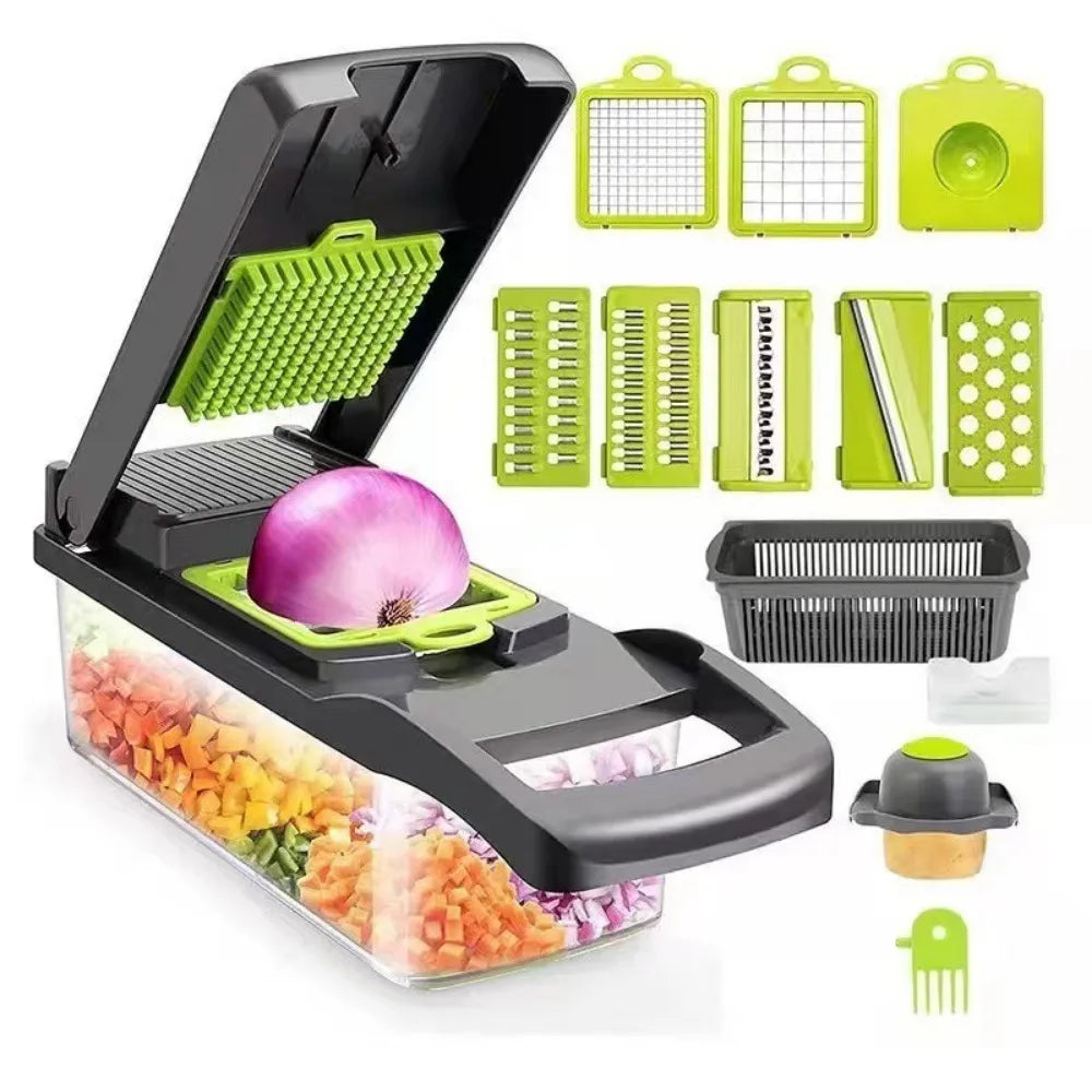 Multifunctional Vegetable Chopper & Dicer Kit with Catch Container