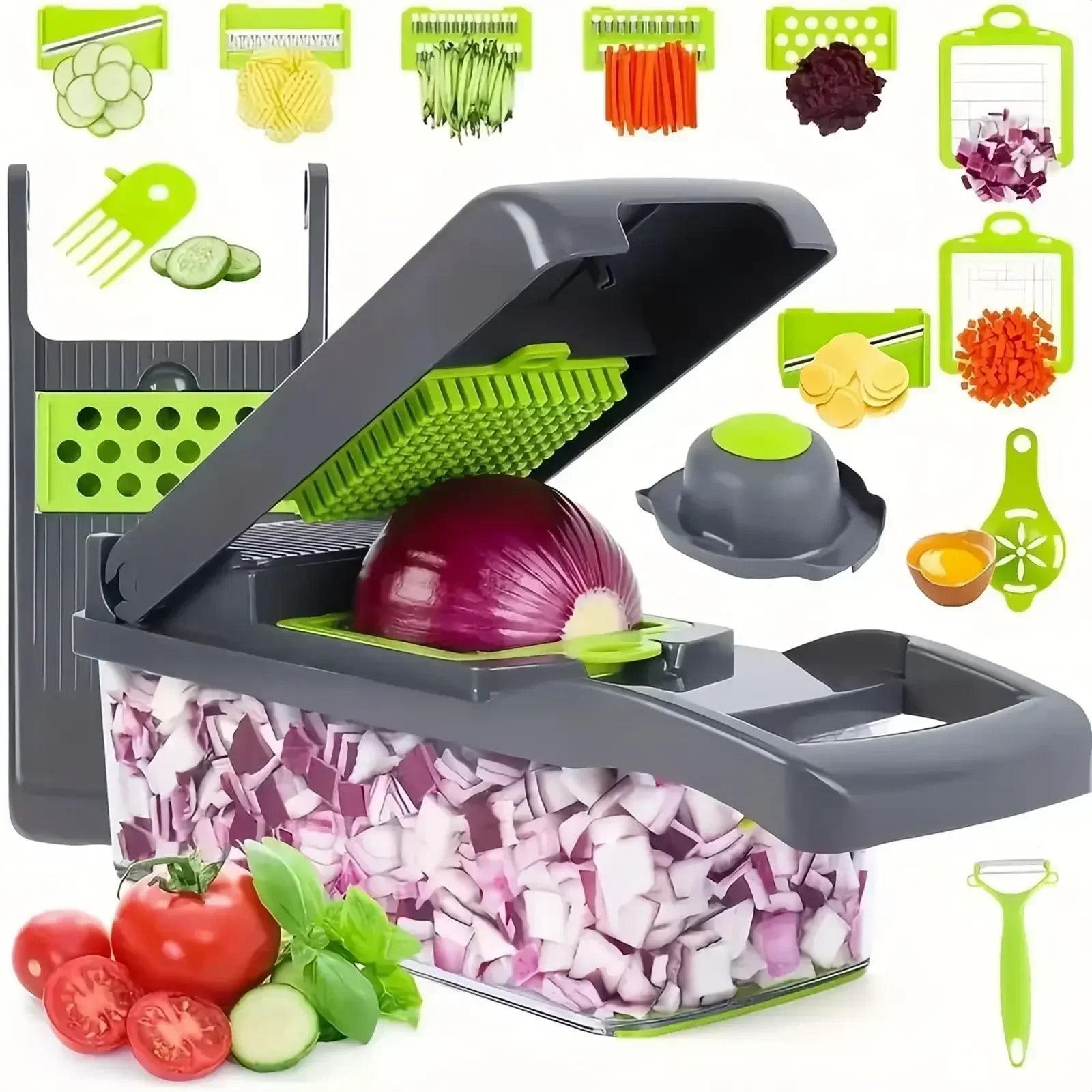Multifunctional Vegetable Chopper & Dicer Kit with Catch Container